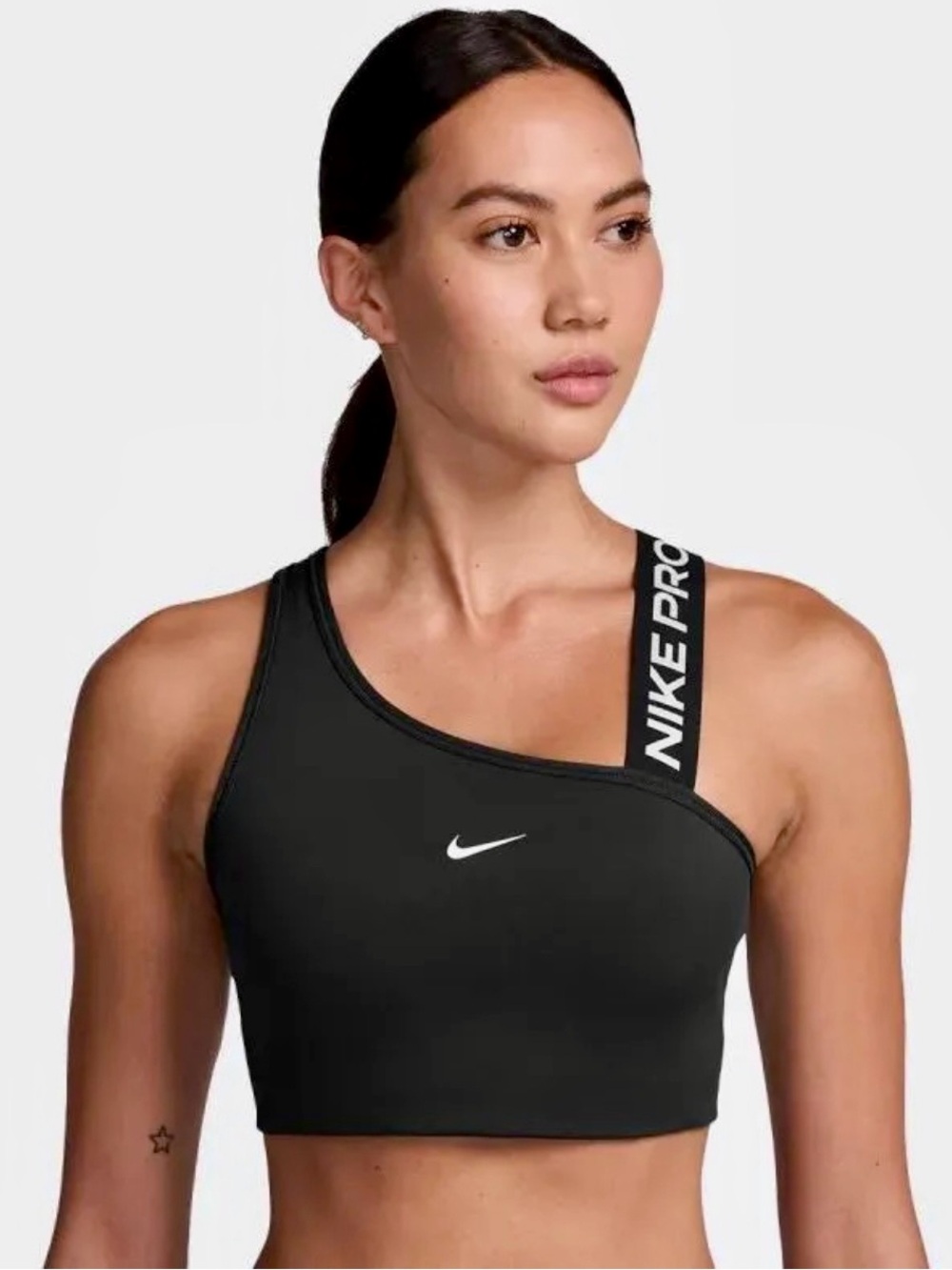 Nike Pro Asymmetrical Black One-Shoulder Sports Bra- Small - Athlete